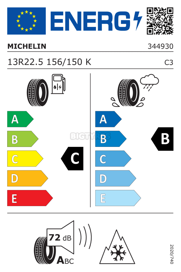13R22.5 MICHELIN X WORKS Z (TL) (ALL POSITION) (156/150K) (3PMSF) (M+S) (ON/OFF)
