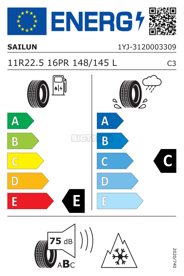 11R22.5 SAILUN SDR1 (TL) (DRIVE) (148/145L) (3PMSF) (TUV)